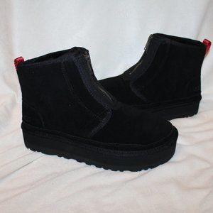 NIB UGG WOMEN'S NEUMEL ZIP PLATFORM ANKLE BOOTS BLACK